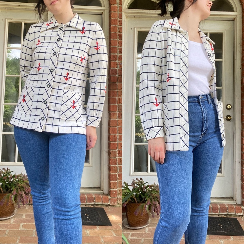 Vintage 60s Nautical Embroidered Sweater Jacket - Picture 7 of 11